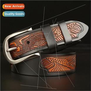 cowhide belt eagle Men men cut carved per whole