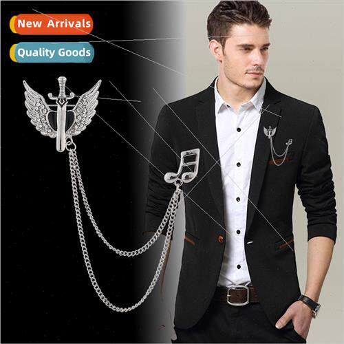 Europe simple love heart wings brooch alloy two colors avail