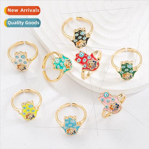 Europe Copper gold-plated colorful zirconia ring women devil