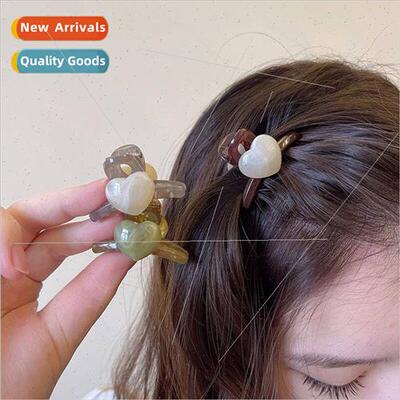 Acrylic simple love heart trumpet grasp clip temperament ban