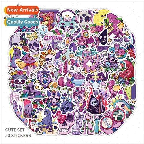 50 self-created cartoon gothic  weird graffi stickers luggag - 实物图