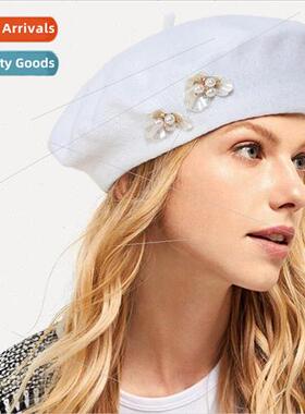 Female spring retro beret show face small whe duck tongue ha