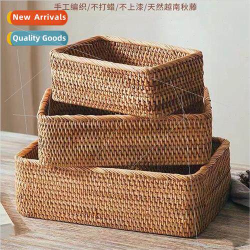 Vietnam rattan desktop remote control organizer box cosmetic
