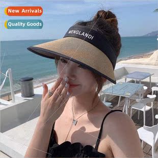 vinyl sunscreen female new summer hat straw top 2023 hollow