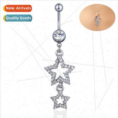 Europe Piercing Jewelry Diamonds Pentagram Pendant Bellybutt