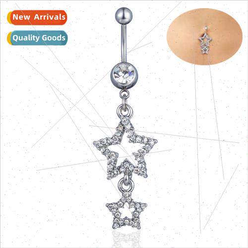 Europe Piercing Jewelry Diamonds Pentagram Pendant Bellybutt