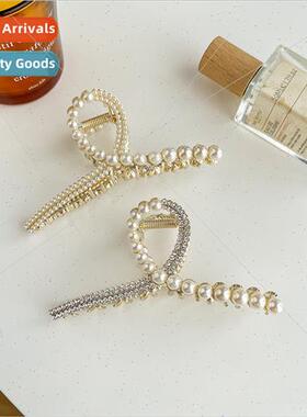 Korea new pearl large grab clip back head plate hairpin shar