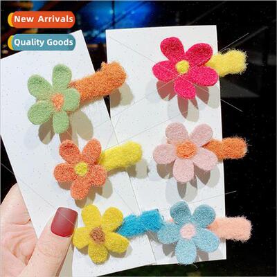 Korea Dongdaemun hair accessories cute sweet plush flowers h