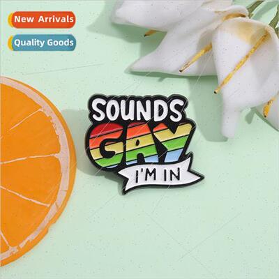 Creative new rainbow-colored letter-shaped brooch personaliz
