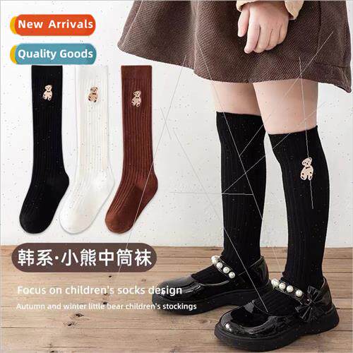 Girls mid-calf socks spring fall calf socks Korean bear chil