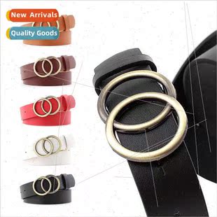 buckle belt female Europe casual round new Ms. hundred