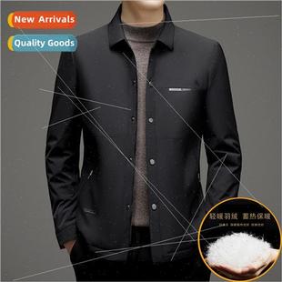 2023 busi down dad winter fall men short jacket light Lapel