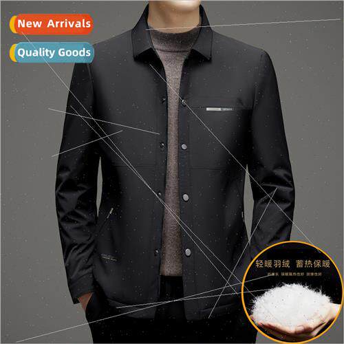 Lapel light down jacket short men 2023 fall winter dad  busi