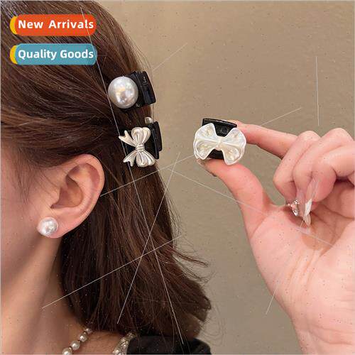 New bow pearl princess head small grab clip small hair clip