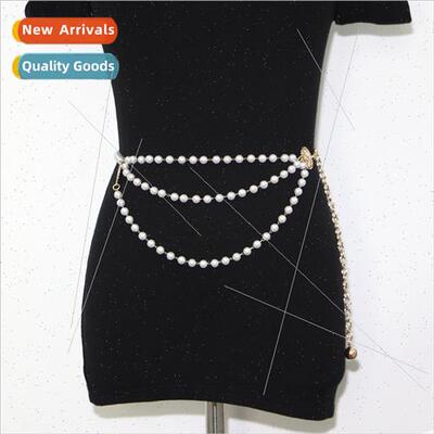 Pearl waist chain female Korean shirt dress sweater versatil