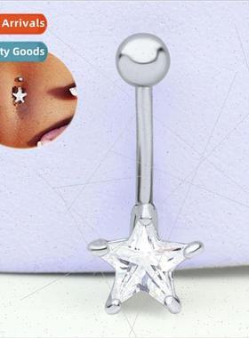 Piercing jewelry medical steel pentagram zirconia navel ring