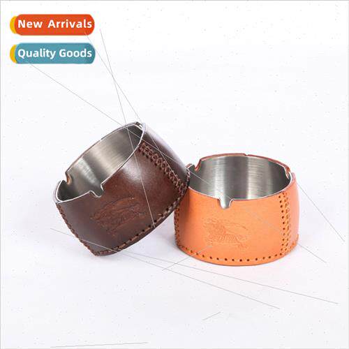 2024 new hotel office household leather ashtray handmade cow