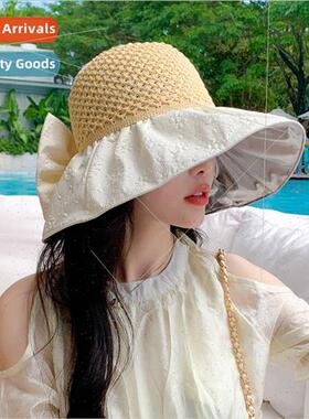 2023 Korea hat female color rubber embossed bow summer hollo