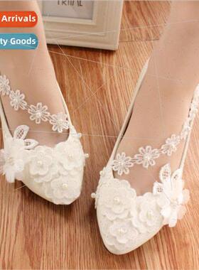Whe Large ze Lace Wedding Shoes Low Heel Wedding Dress Stere