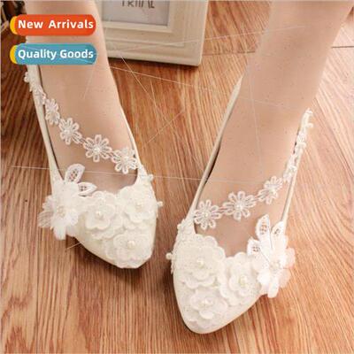 Whe Large ze Lace Wedding Shoes Low Heel Wedding Dress Stere