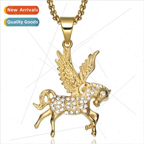 Set Hip Hop Diamonds Fashion Mythical Pegasus Pendant Pegasu