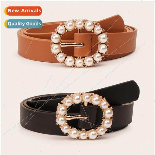 New pearl buckle two-piece set sweet ladies belt female eleg