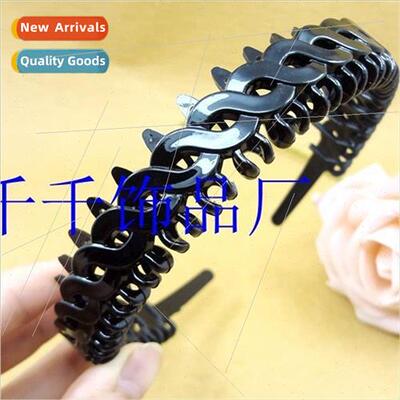 Dense teeth comb teeth hair band plastic spray paint black t