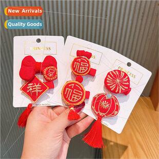 Baby hair accessories children red Tang Dynasty bangs clip g
