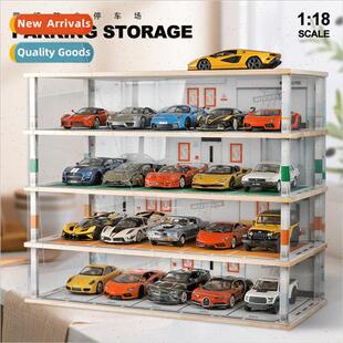 1:18 car model parking lot assembly wh lights acrylic dustpr