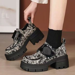 织物 一脚蹬刺绣魔术贴碎花乐福 超轻底 秋季 鱼 咖啡牛奶