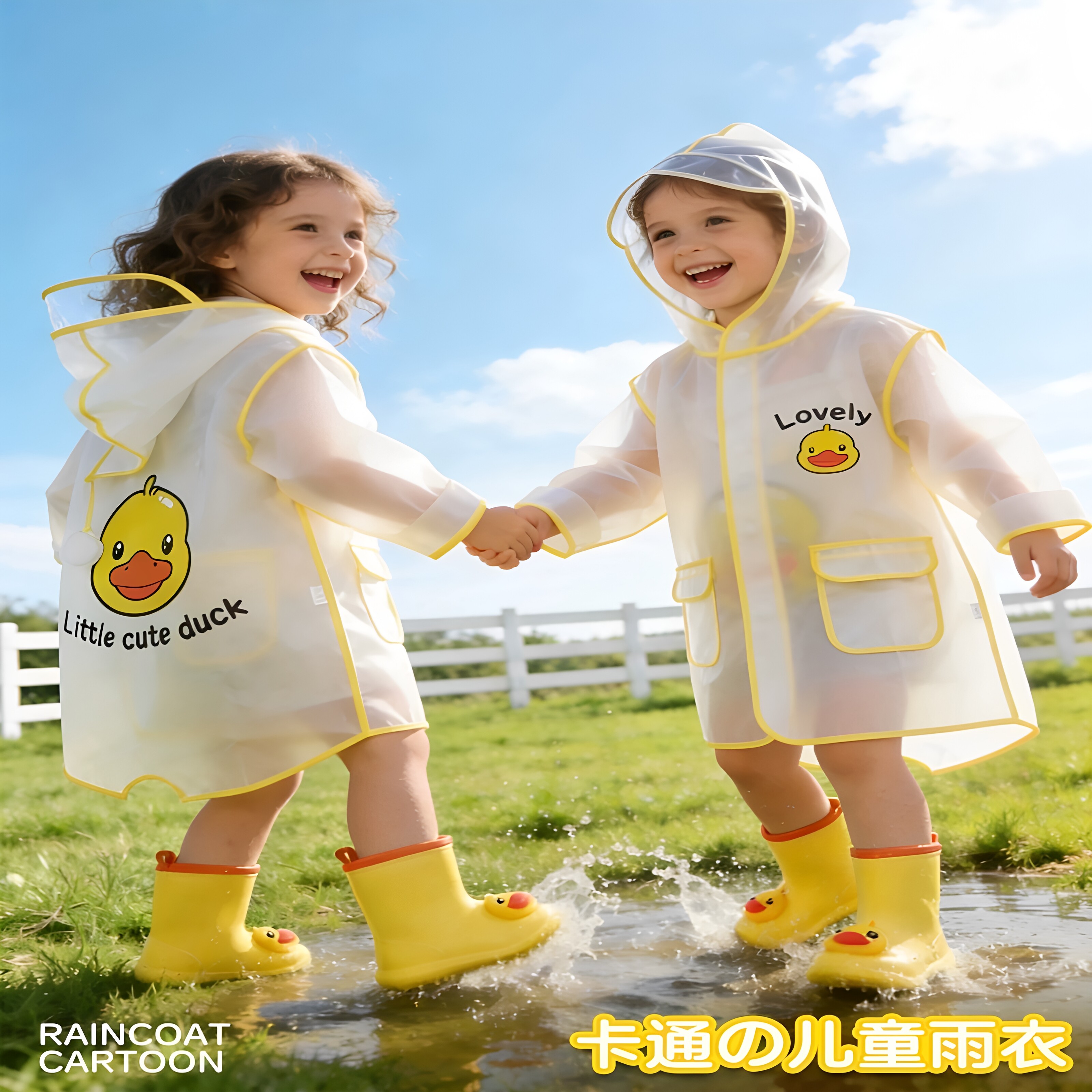 日本进口上学专用全身防水儿童雨衣雨鞋套装幼儿园宝宝卡通款雨披