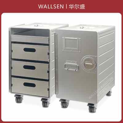 航空储物箱铝合金飞机收纳箱工业风可移动抽屉式收纳柜带锁储物柜