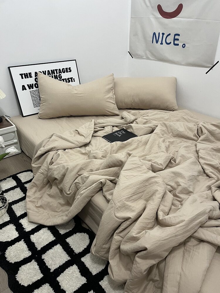 水洗棉助眠夏被四件套软糯慵懒风