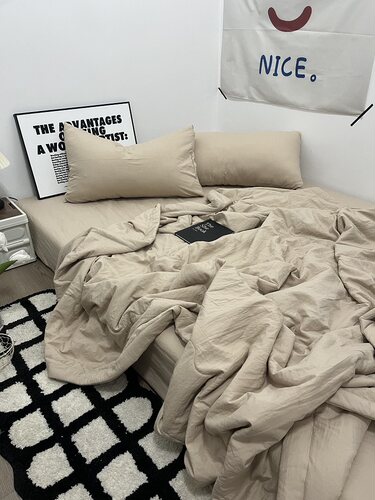 水洗棉助眠夏被四件套软糯慵懒风