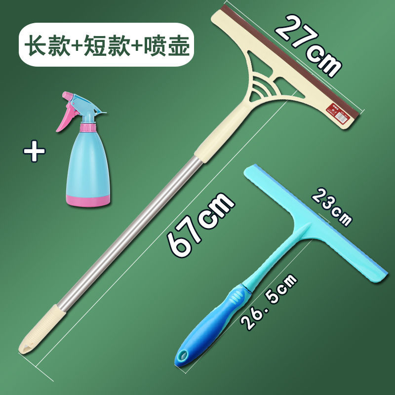 360度旋转家用擦玻璃神器刮水器刮板刀汽车玻璃窗户长杆软胶清洁