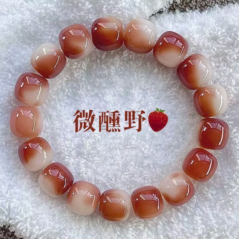 微醺野莓天然粉紫色菩提根手串葡萄奶冻绕指柔文玩手链菩提子圆珠