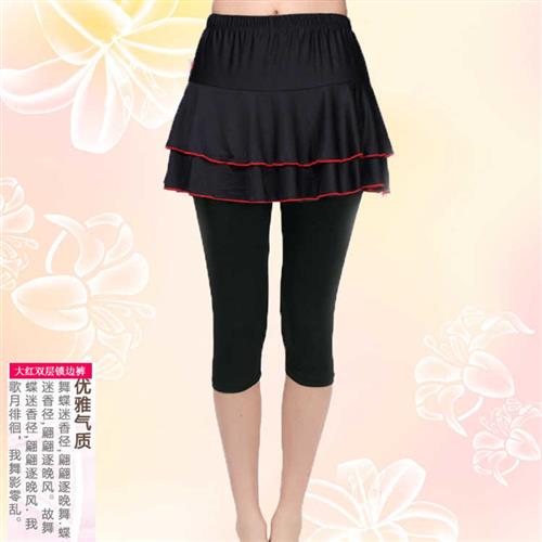 夏季广场舞服装新款牛奶丝七分裙裤女拉丁舞裤子跳舞蹈裤健身裤裙