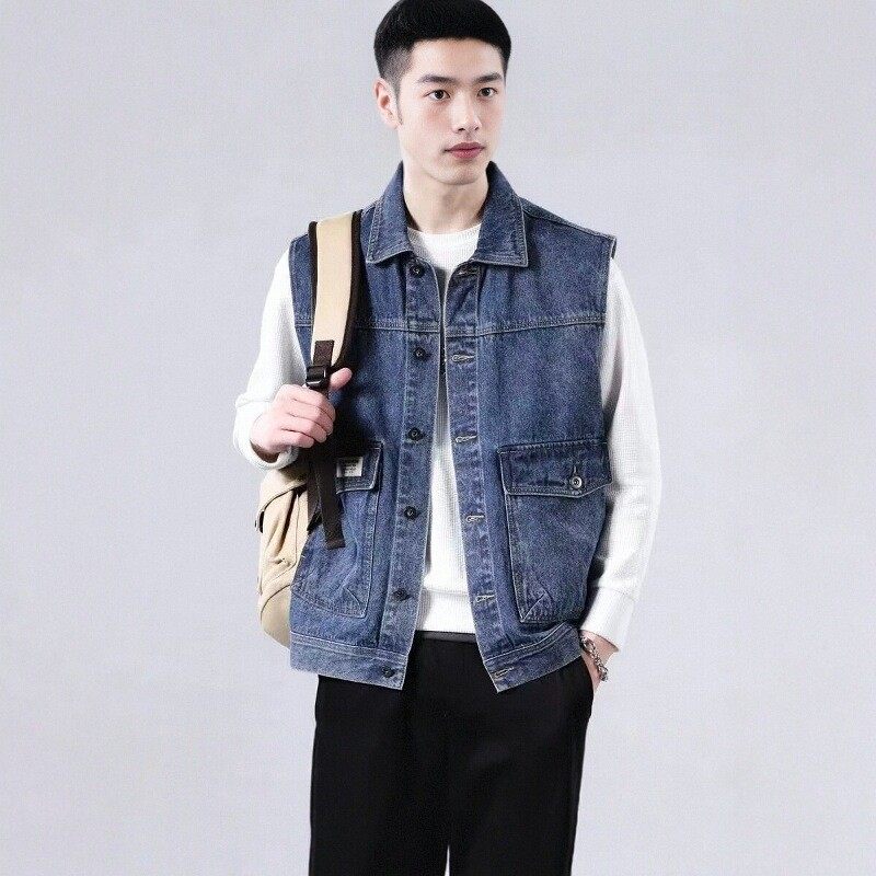春秋新款男士牛仔马甲学生坎肩外套日系潮牌宽松百搭无袖背心夹克,男装,常规马甲,淘宝优惠券,粉丝福利购,淘宝优惠卷