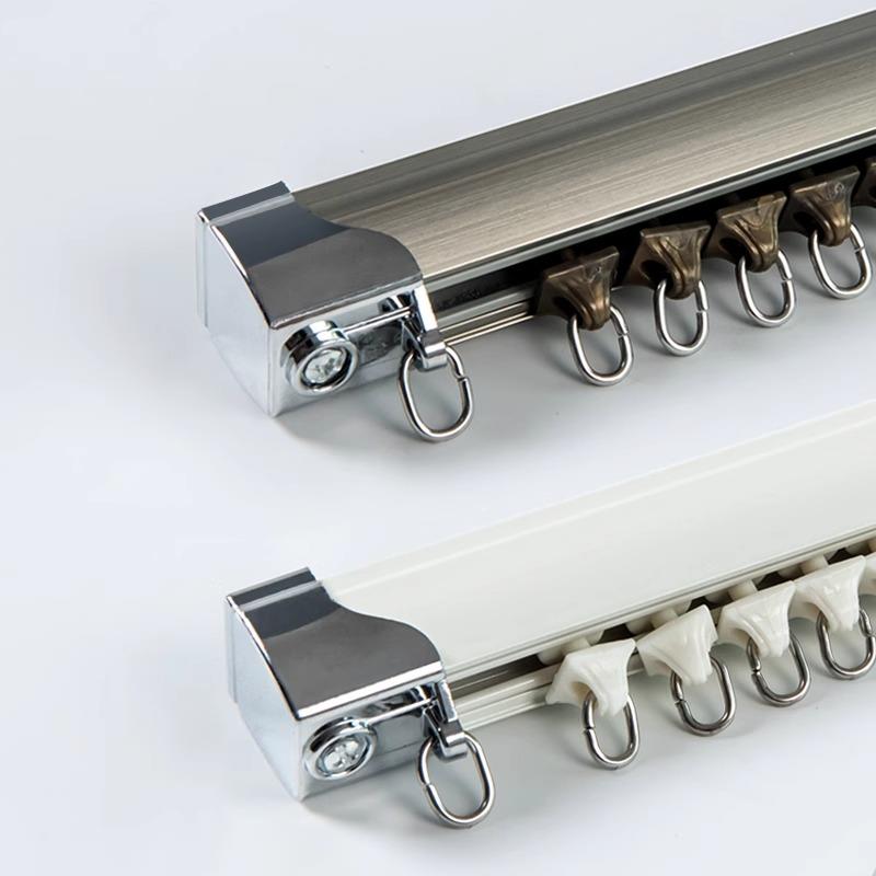 窗帘门帘及配件轨道顶装铝合金轨道侧装纳米消声滑轨窗帘杆导轨