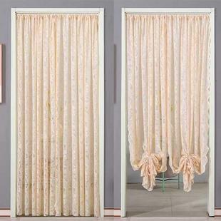 蕾丝门帘夏季 饰隔断帘 法式 免打孔伸缩杆魔术贴防蚊可爱家用卧室装