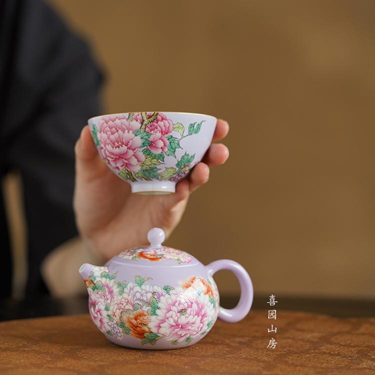 灵玺贡坊珐琅彩陶瓷茶壶