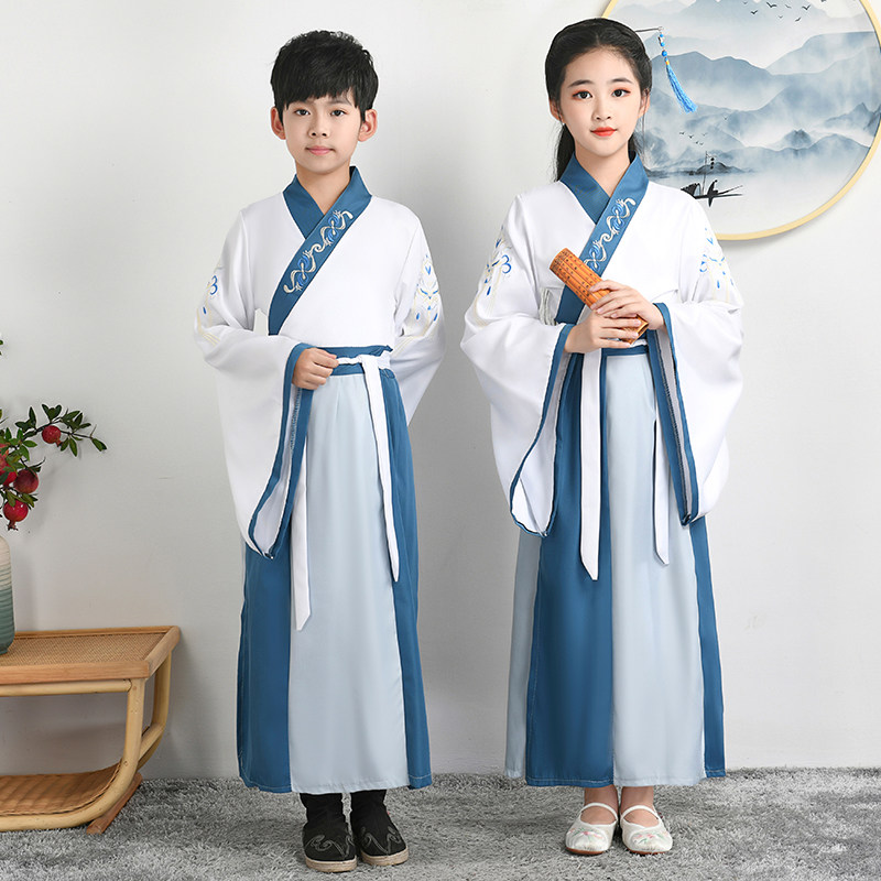 汉服女款小学生古代男宝开笔礼古风合唱服初中生改良古装服装宋制图片