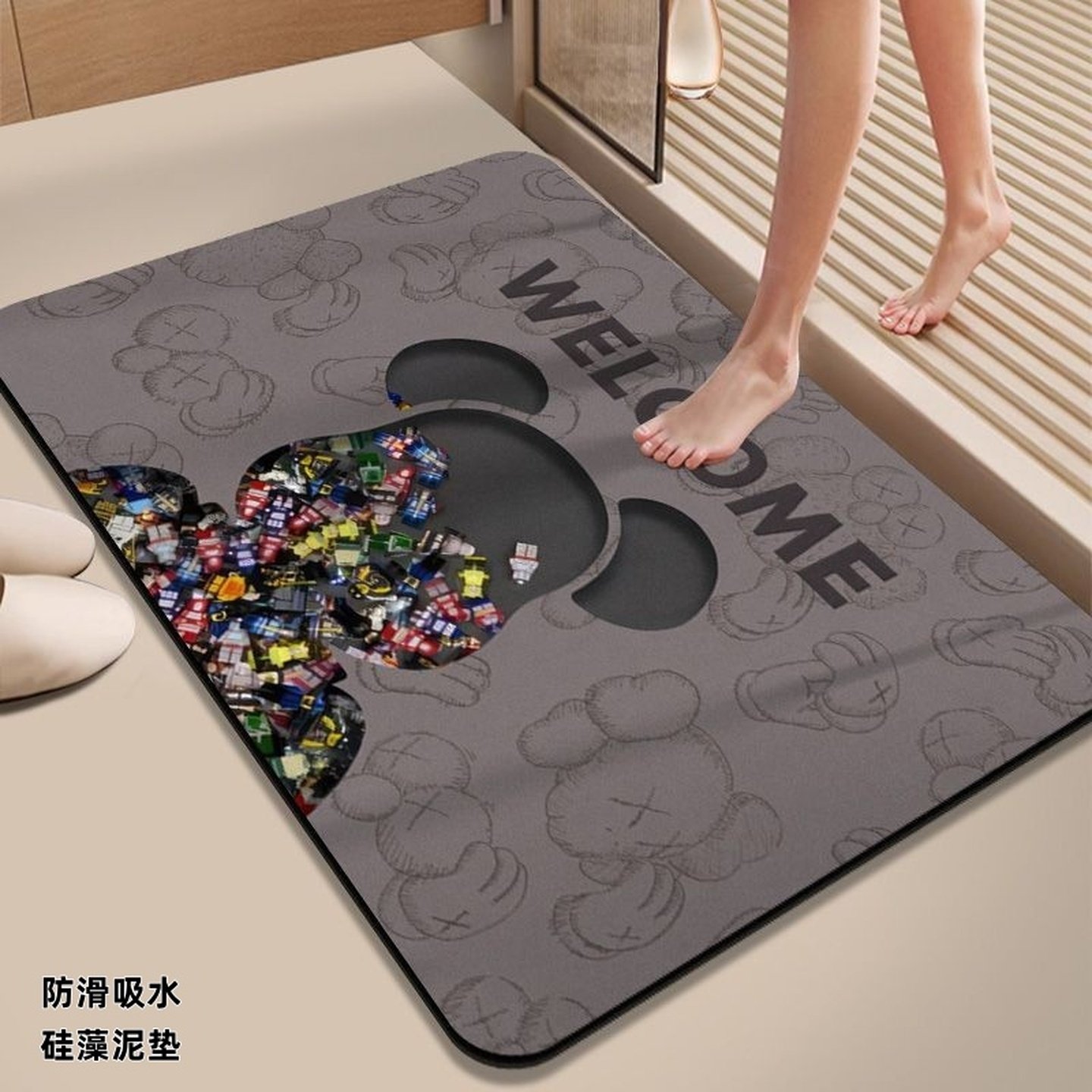 卡通浴室吸水地垫卫生间门口硅藻泥防滑脚垫家用厕所速干门垫地毯,居家布艺,入户地垫,淘宝优惠券,粉丝福利购,淘宝优惠卷