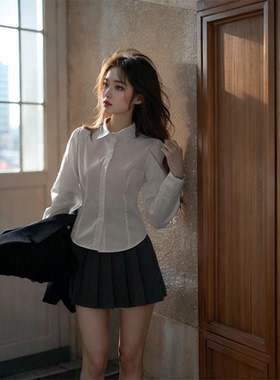 泡泡袖白色JK衬衫女2025春季新款短款内搭衬衣打底衫甜辣上衣秋冬