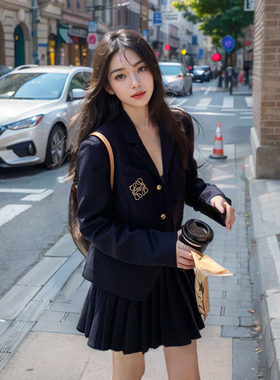 【圣马丁艺术学院】韩系气质学院风西装外套高腰显瘦半身裙套装女