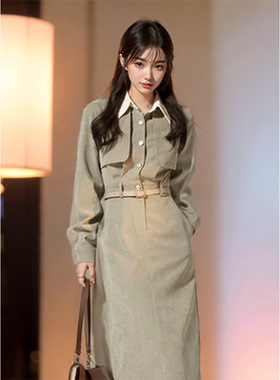 【温妮穿搭】POLO领假俩件设计感2025年秋季新款收腰显瘦连衣裙女