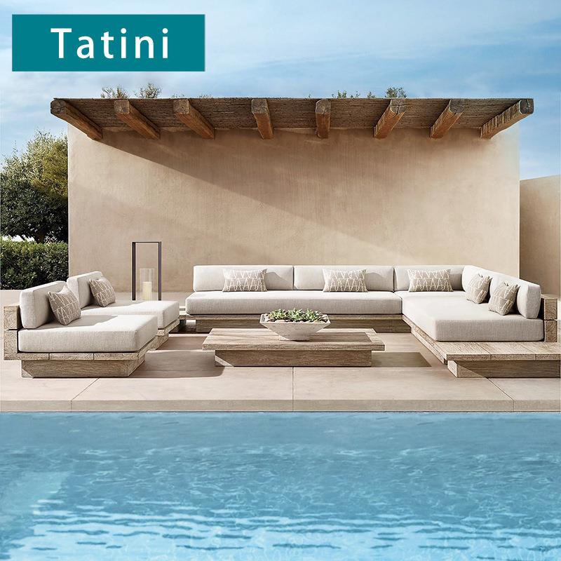 户外柚木沙发室外客厅高端庭院花园休闲设计师酒店民宿家具组合