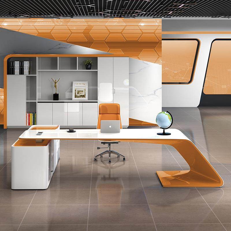 时尚烤漆老板桌大班台舒适组合办公桌简约大气老板办公桌