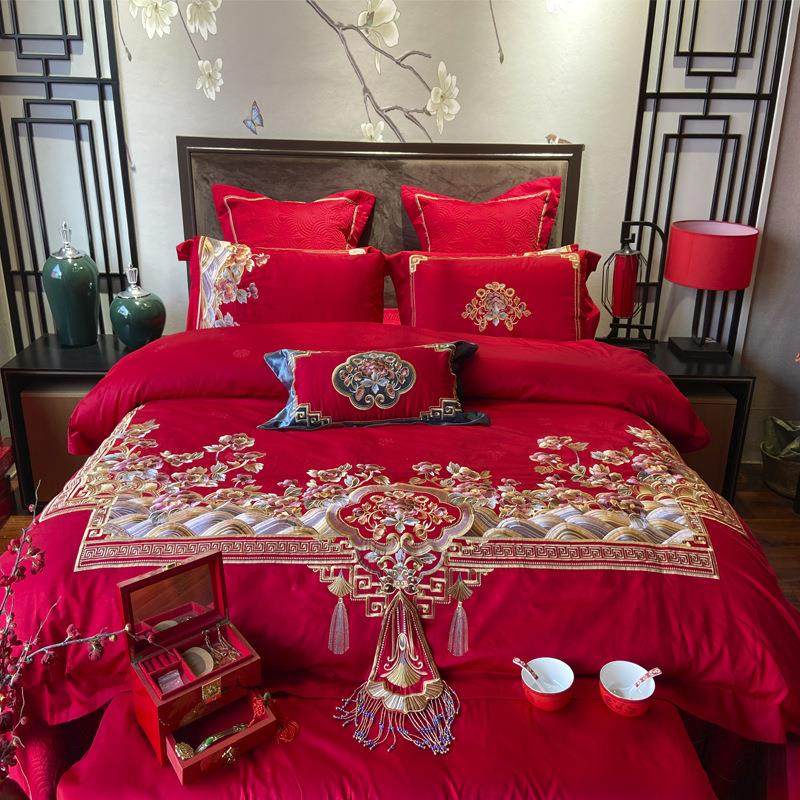 九喜狐婚庆家纺四件套十件套十里锦嫁结婚喜被备婚嫁妆,床上用品,婚庆床品套件,淘宝优惠券,粉丝福利购,淘宝优惠卷