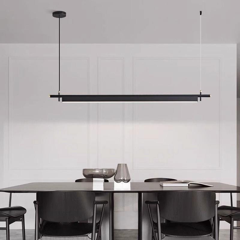 意式极简餐厅吊灯简约复古书房餐桌岛吧台一字长条办公室护眼吊灯